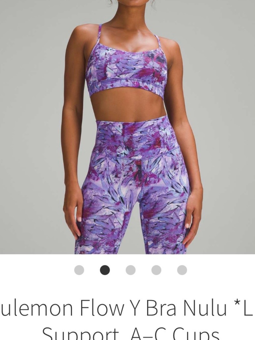 lululemon athletica Purple Floral Print Sports Bra Sz 14